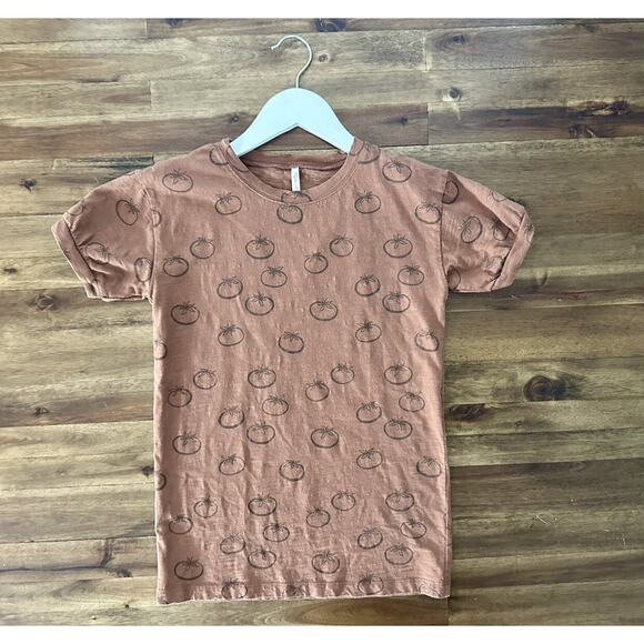 Rylee + Cru Amber Tomatoes Rust Orange Jersey Shirt Short Sleeve Cotton Dress 6 - Picture 2 of 8